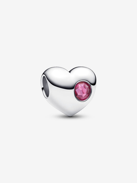 October Birthstone Heart Charm, Phlox Pink Crystal - Sterling Silver - 794161C10