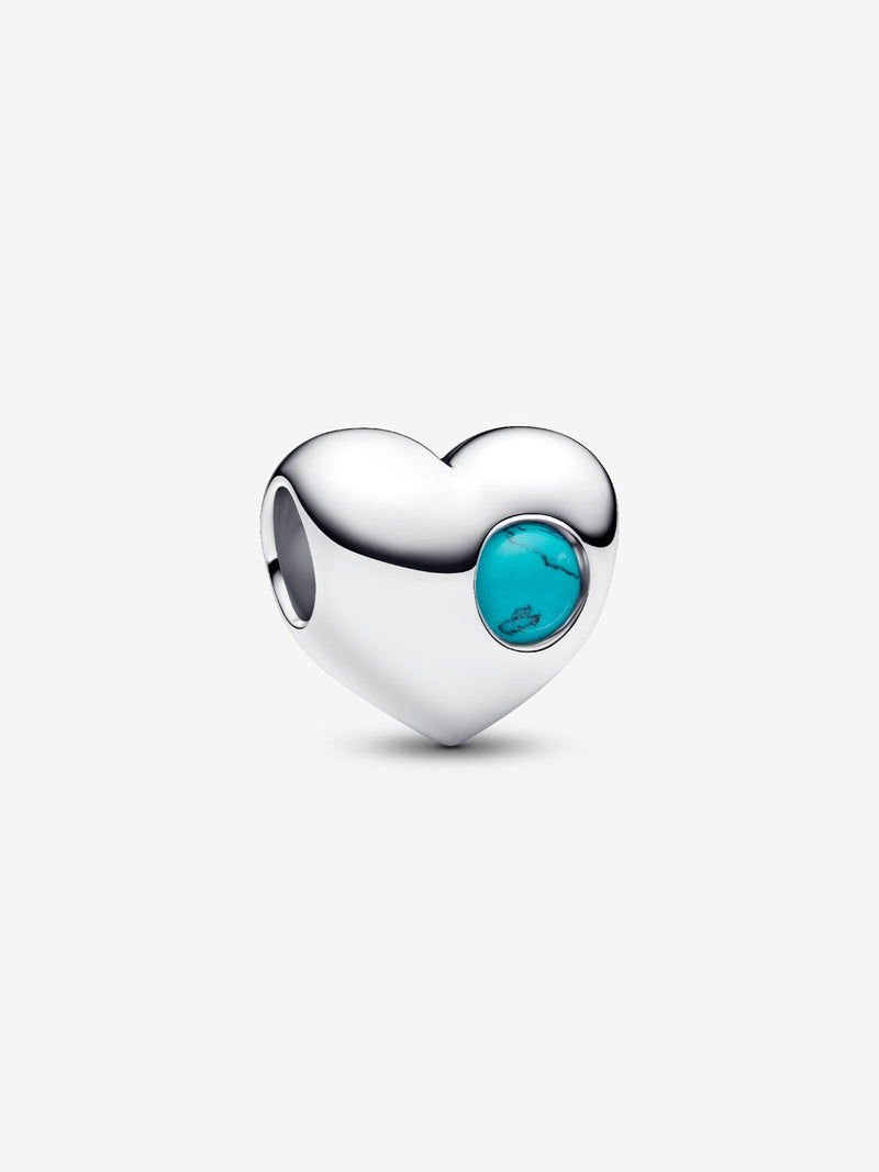 December Birthstone Heart Charm, Turquoise - Sterling Silver - 794161C12