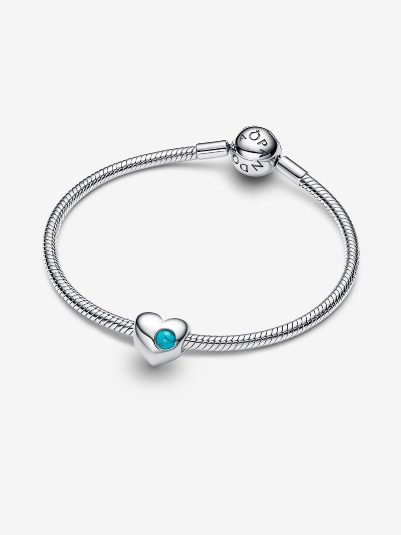 December Birthstone Heart Charm, Turquoise - Sterling Silver - 794161C12