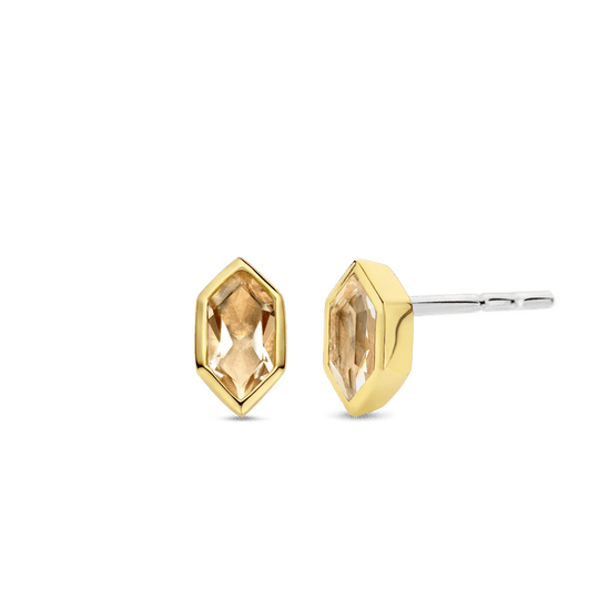 Milano Nude Pink Geometric Stud Earrings - Gold - 7944NU