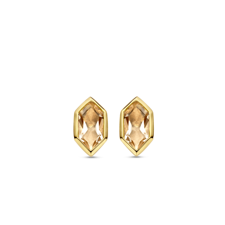 Milano Nude Pink Geometric Stud Earrings - Gold - 7944NU
