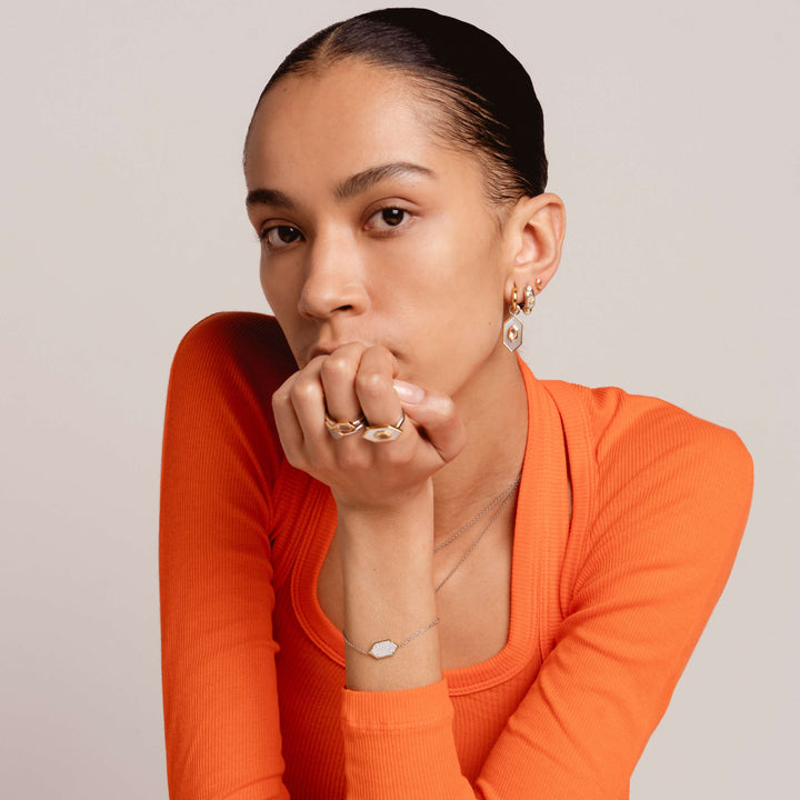 Milano Nude Pink Geometric Stud Earrings - Gold - 7944NU