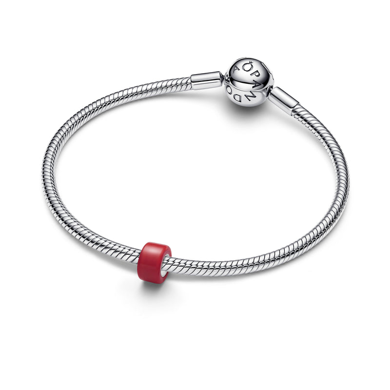 Mini Red Murano Glass Charm - Sterling Silver