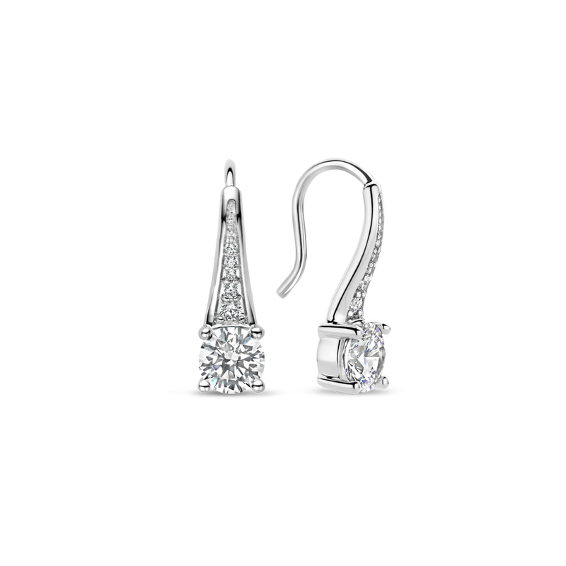Milano CZ Drop Earrings - Silver - 7948ZI
