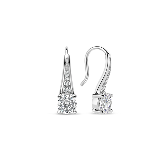 Milano CZ Drop Earrings - Silver - 7948ZI