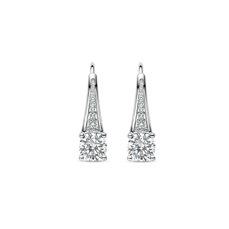 Milano CZ Drop Earrings - Silver - 7948ZI