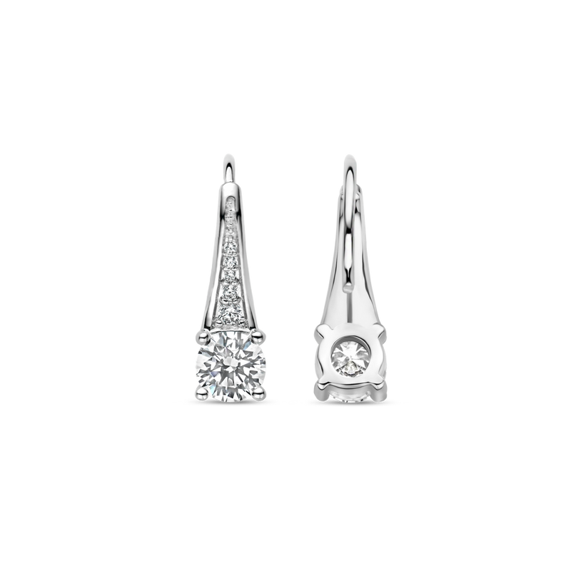 Milano CZ Drop Earrings - Silver - 7948ZI
