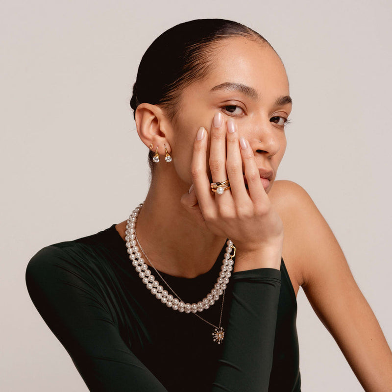 Milano CZ Drop Earrings - Gold - 7949ZY