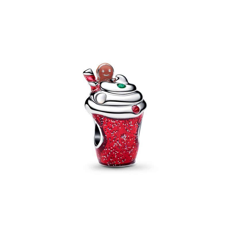 Gingerbread Drink Dangle Charm - Sterling Silver