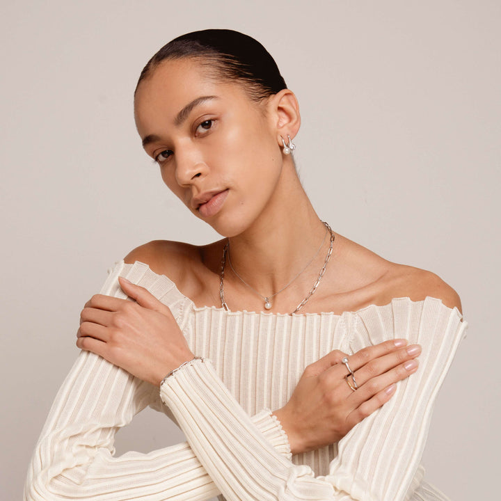 Milano CZ Drop Earrings - Silver - 7952ZI