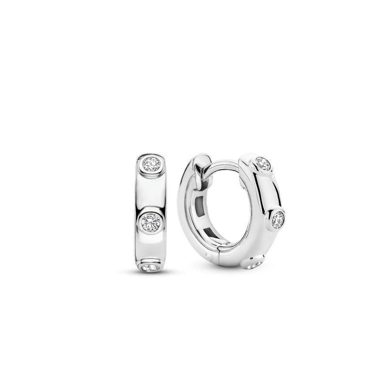 Milano CZ Hoop Earrings - Silver - 7953ZI