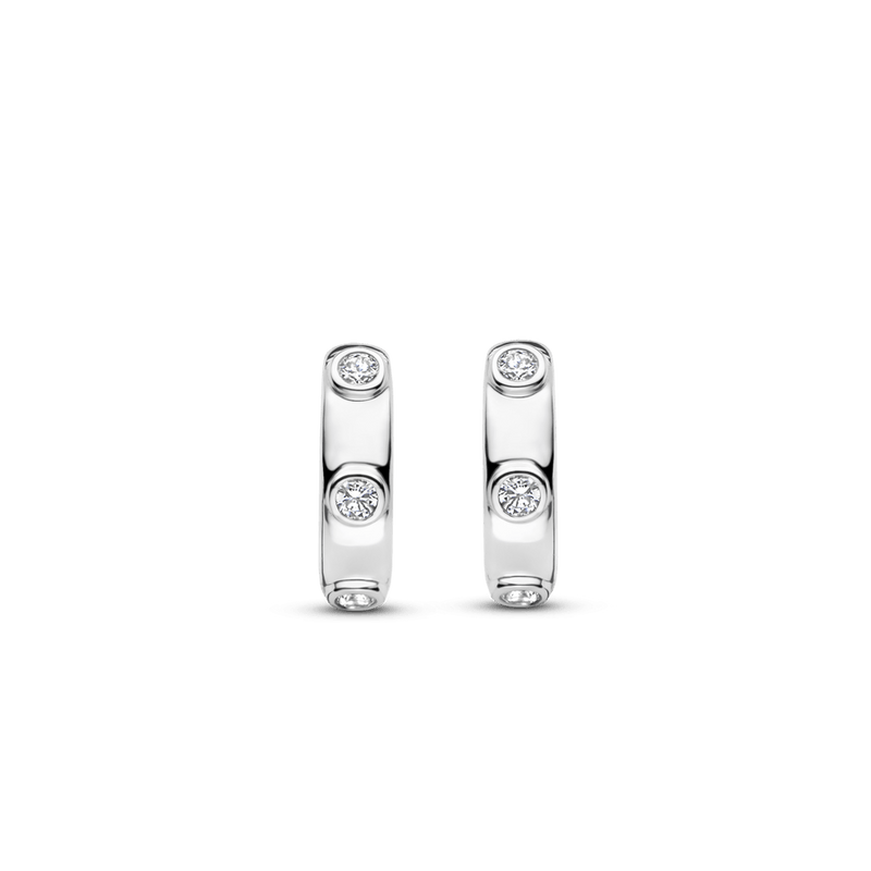 Milano CZ Hoop Earrings - Silver - 7953ZI
