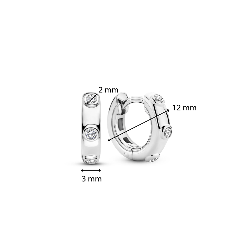 Milano CZ Hoop Earrings - Silver - 7953ZI