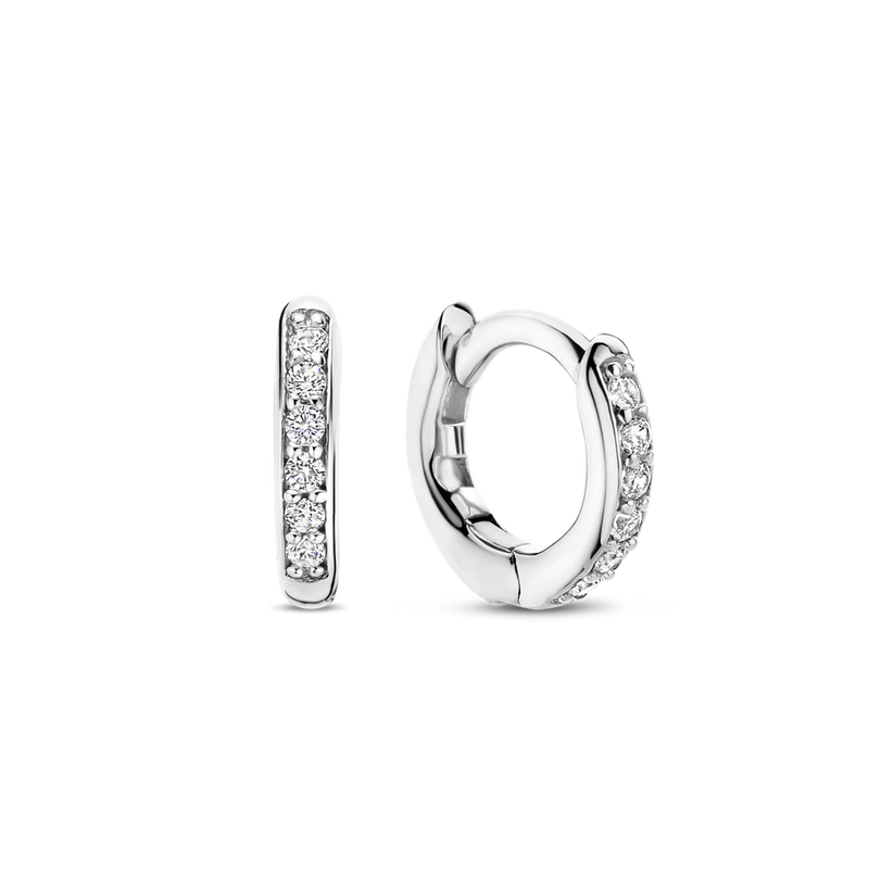 Mini CZ Huggie Hoop Earrings - Silver - 7954ZI