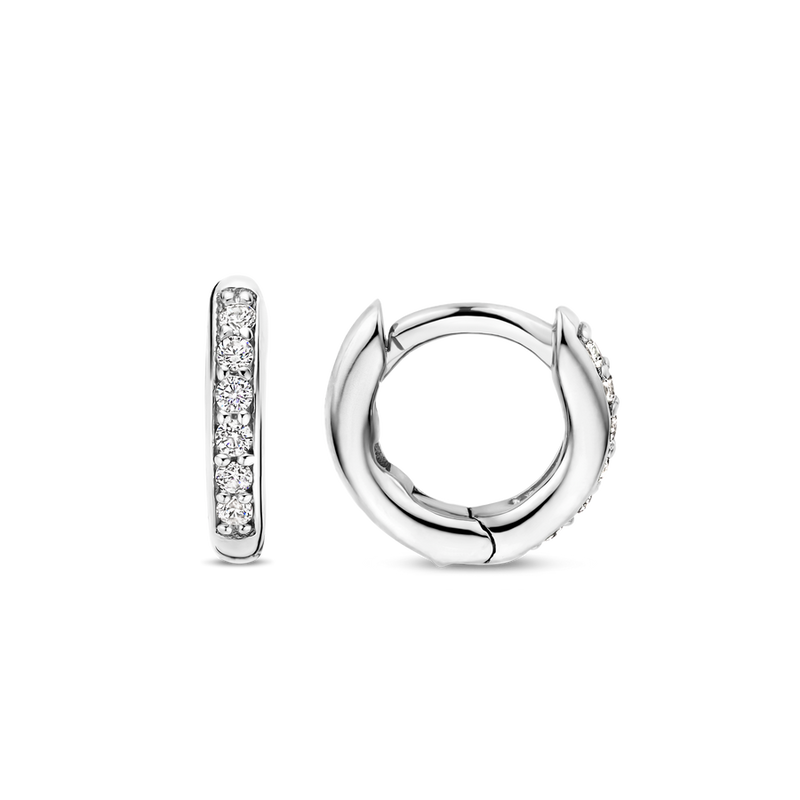 Mini CZ Huggie Hoop Earrings - Silver - 7954ZI