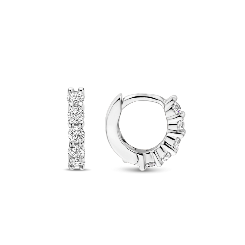 Mini CZ Huggie Hoop Earrings - Silver - 7955ZI