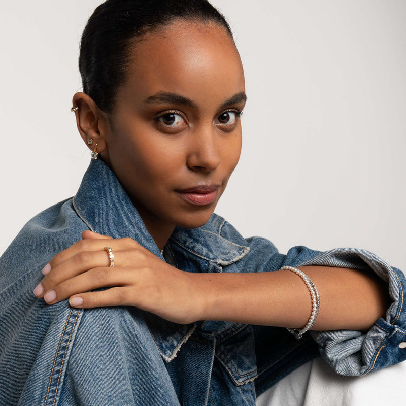 Mini CZ Huggie Hoop Earrings - Gold - 7955ZY