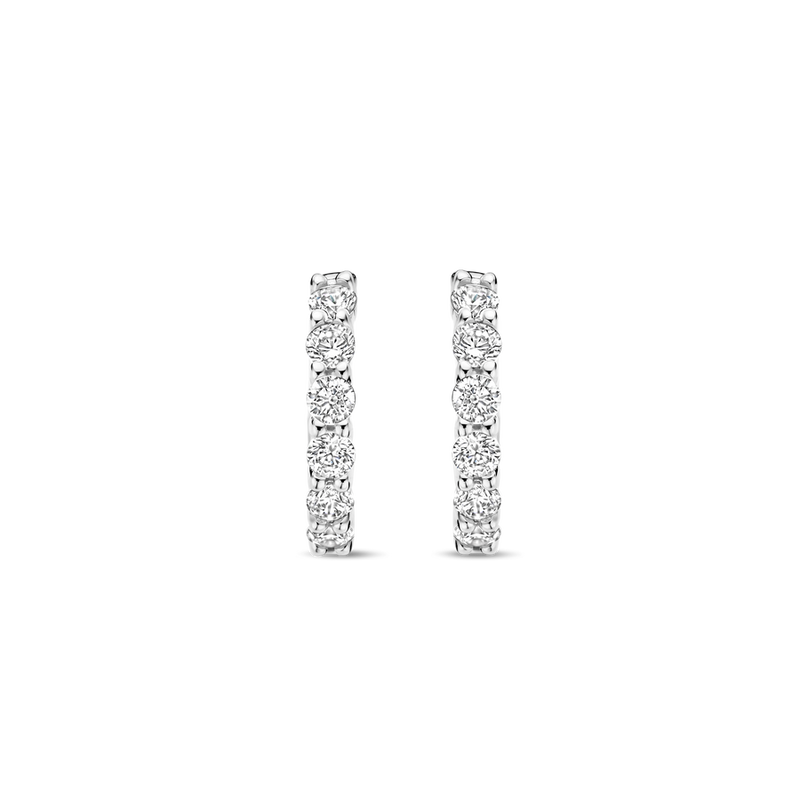 Huggie Hoop Earrings With CZ - Silver - 7956ZI