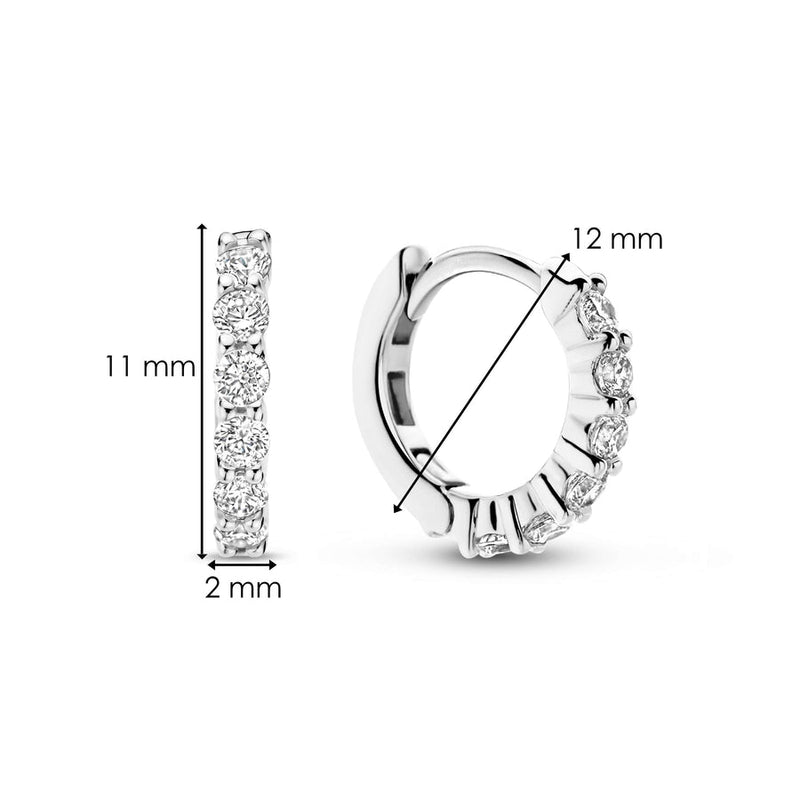 Huggie Hoop Earrings With CZ - Silver - 7956ZI