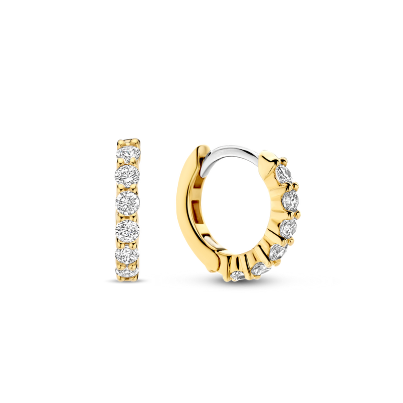 Huggie Hoop Earrings With CZ - Gold - 7956ZY
