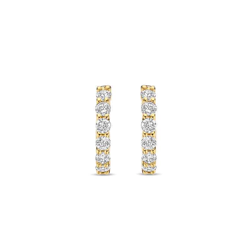 Huggie Hoop Earrings With CZ - Gold - 7956ZY
