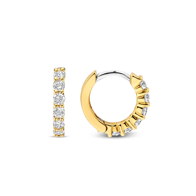 Huggie Hoop Earrings With CZ - Gold - 7956ZY