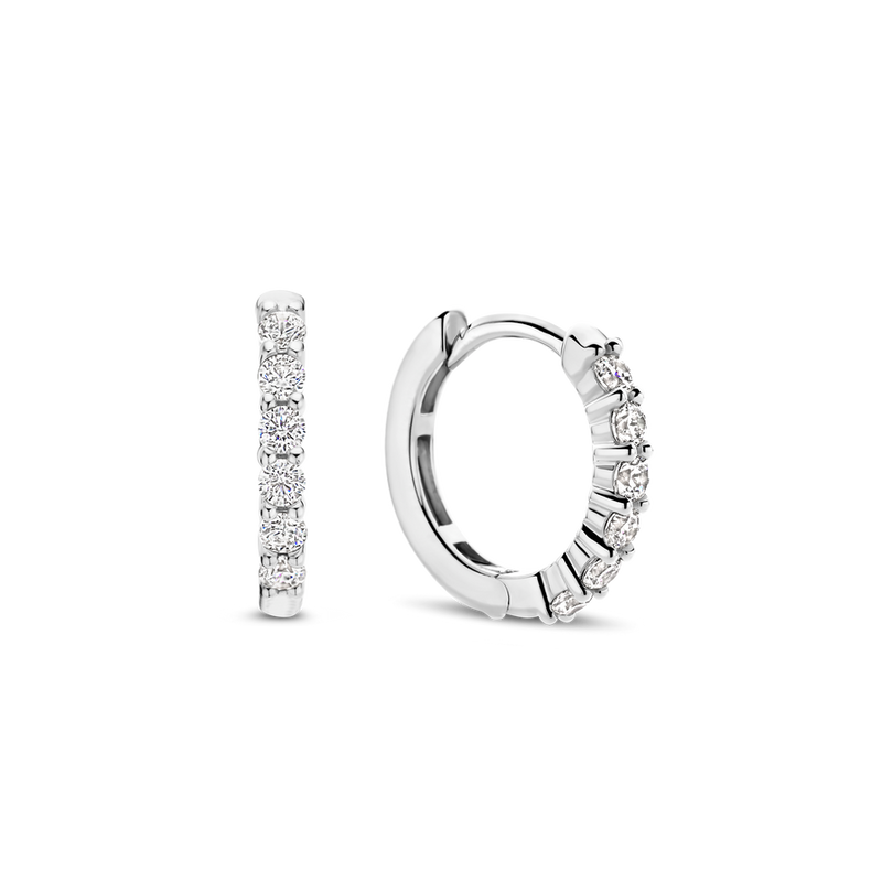 Small CZ Hoop Earrings - Silver - 7957ZI