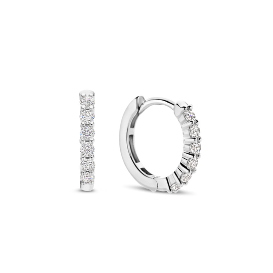 Small CZ Hoop Earrings - Silver - 7957ZI