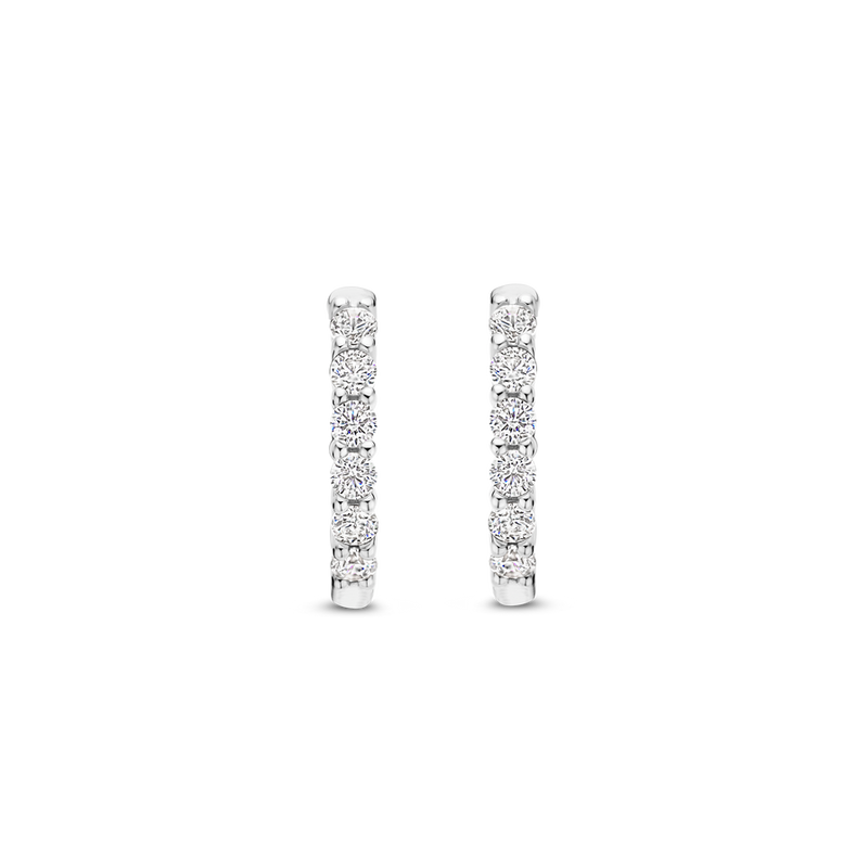 Small CZ Hoop Earrings - Silver - 7957ZI