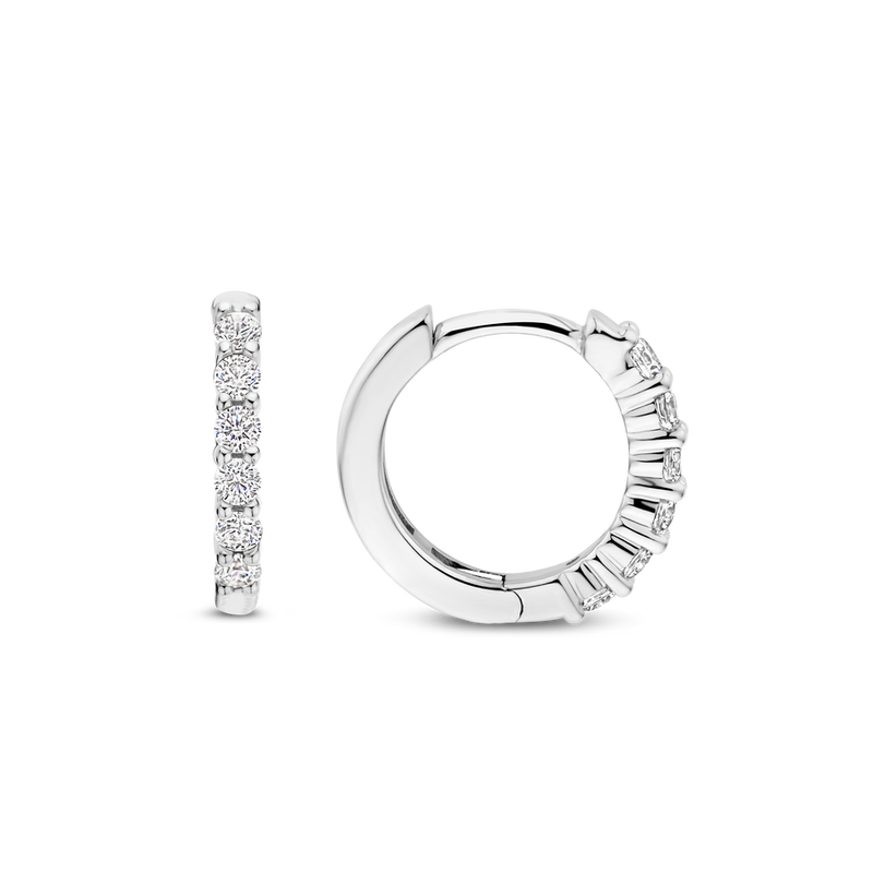 Small CZ Hoop Earrings - Silver - 7957ZI