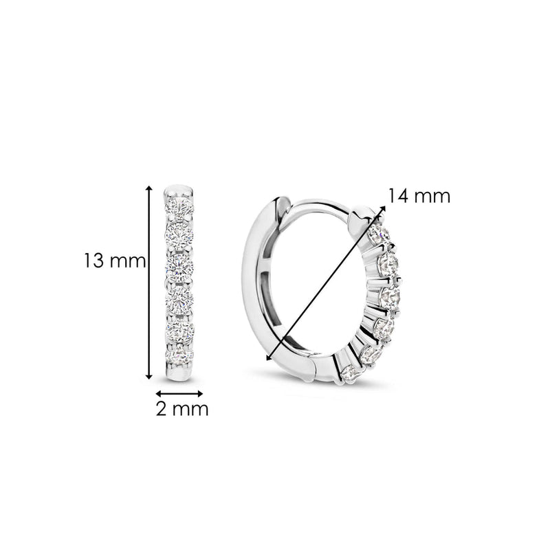 Small CZ Hoop Earrings - Silver - 7957ZI