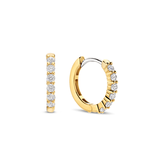 Milano Small CZ Hoop Earrings - Gold - 7957ZY