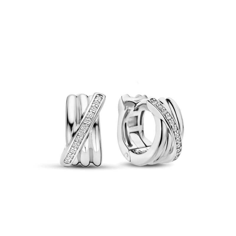 Milano CZ Hoop Earrings - Silver - 7960ZI