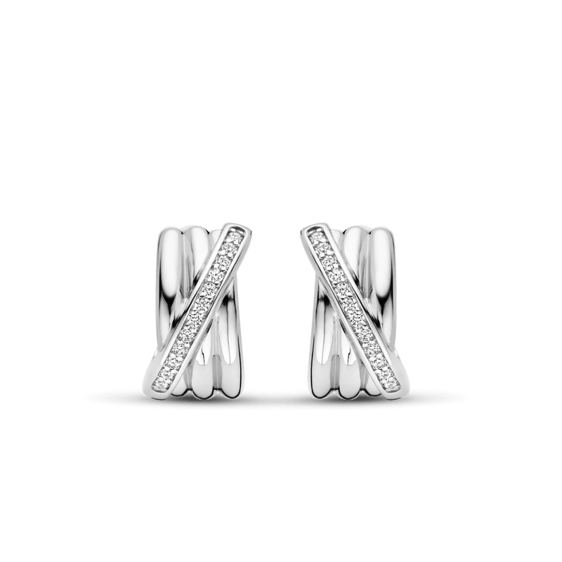 Milano CZ Hoop Earrings - Silver - 7960ZI