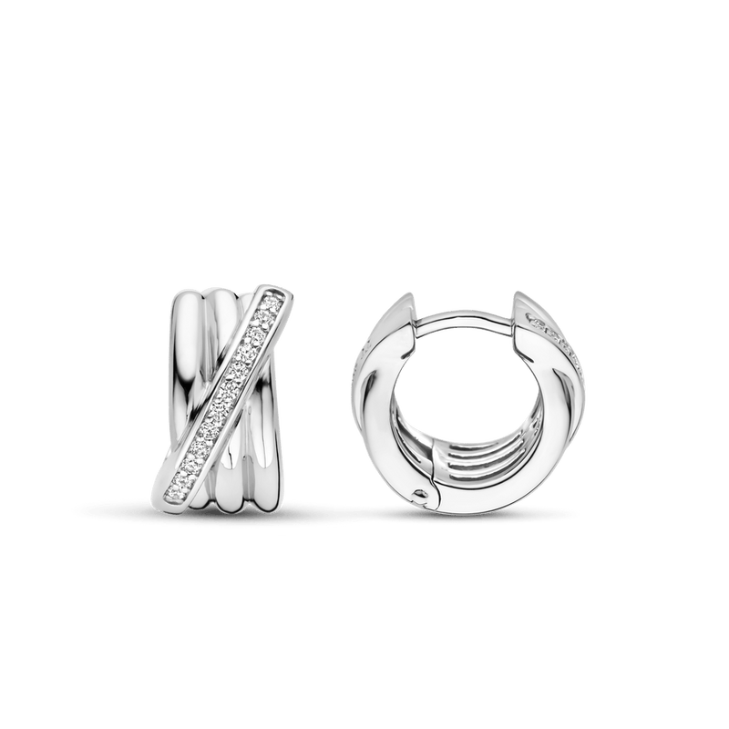 Milano CZ Hoop Earrings - Silver - 7960ZI