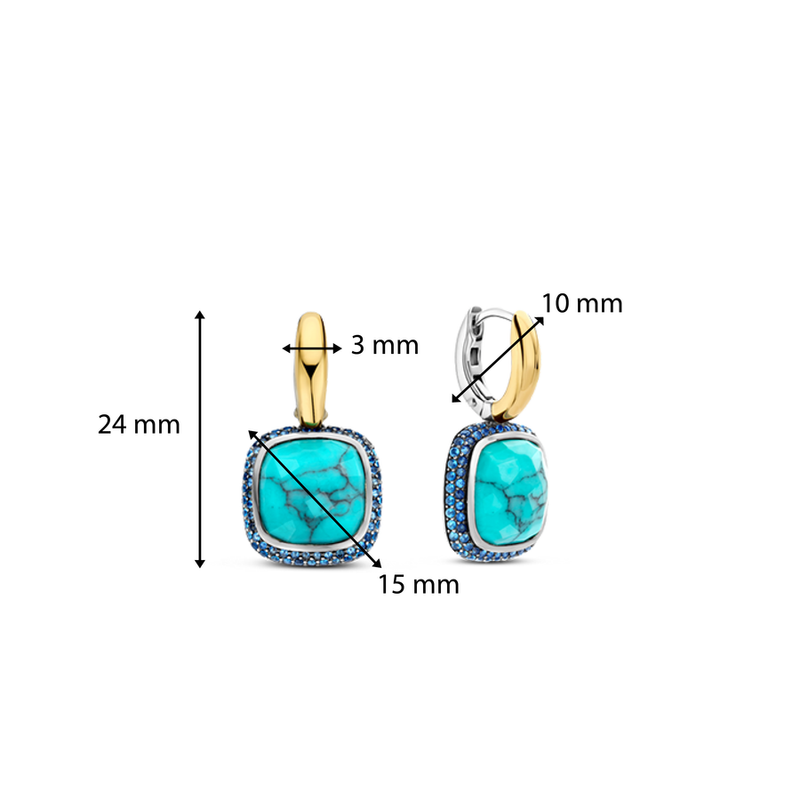 Milano Turquoise Drop Earrings - Gold - 7968TQ
