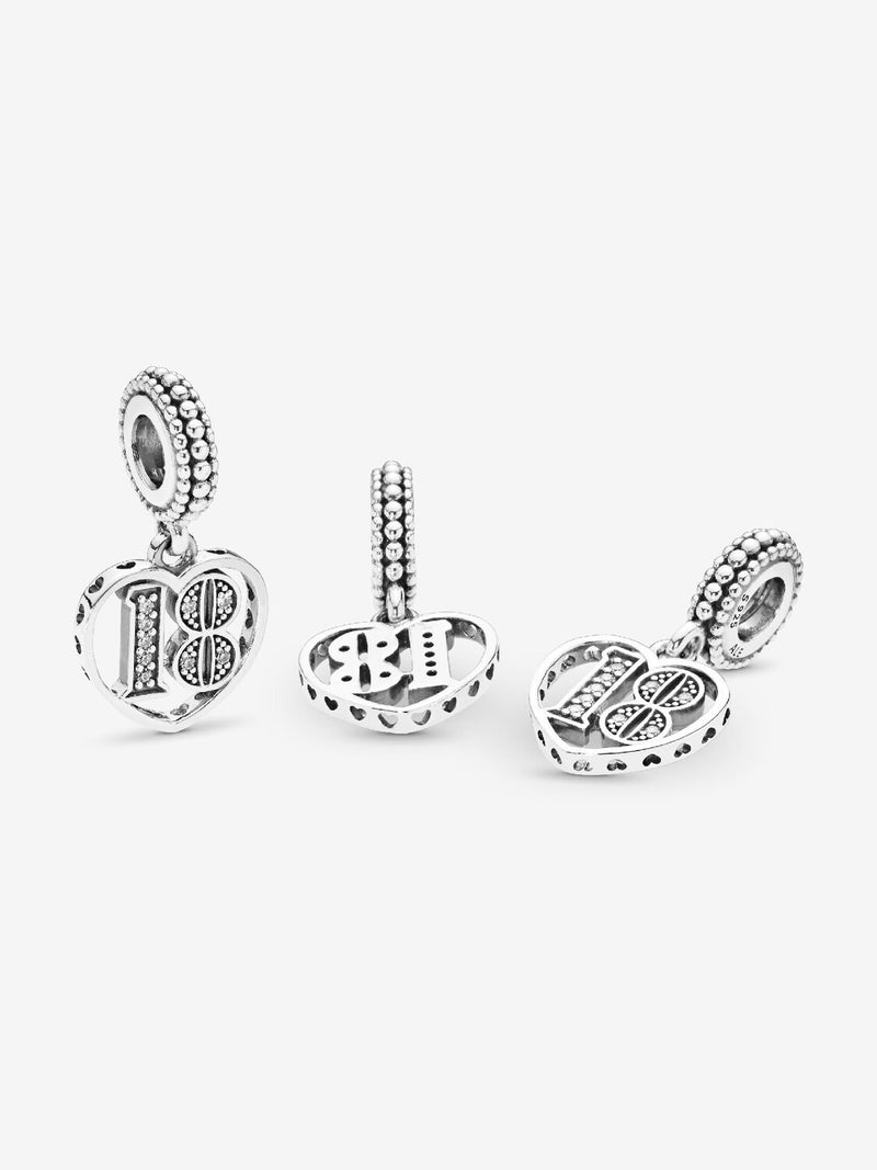 18th Celebration Dangle Charm - Sterling Silver - 797262CZ