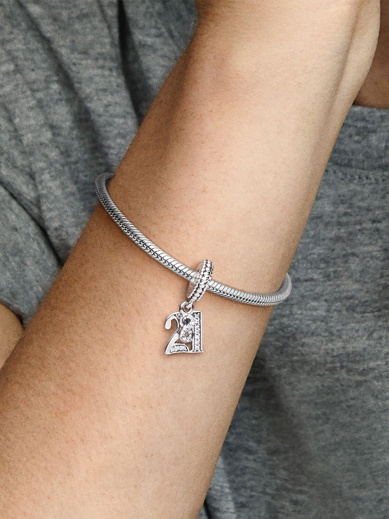 21st Celebration Dangle Charm - Sterling Silver - 797263CZ