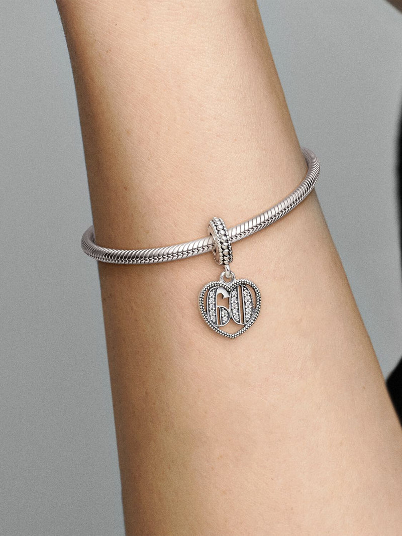 60th Celebration Dangle Charm - Sterling Silver - 797265CZ