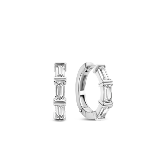 Milano Pave Hoop Earrings - Silver - 7974ZI