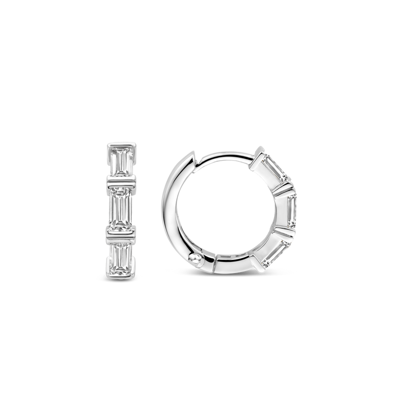 Milano Pave Hoop Earrings - Silver - 7974ZI