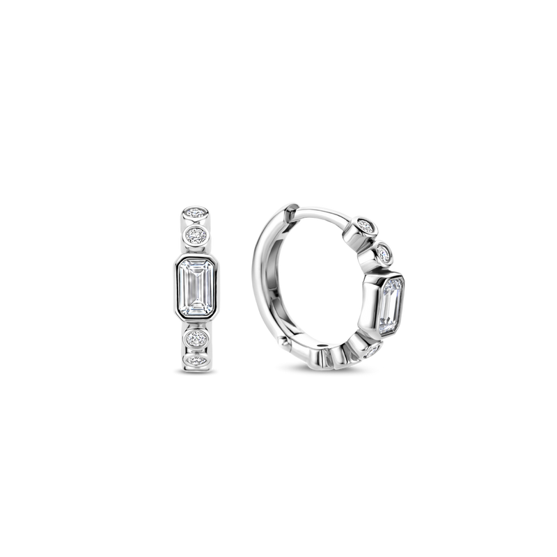 Milano CZ Hoop Earrings - Silver - 7975ZI