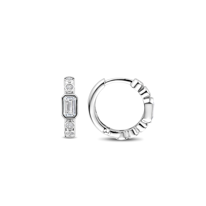 Milano CZ Hoop Earrings - Silver - 7975ZI