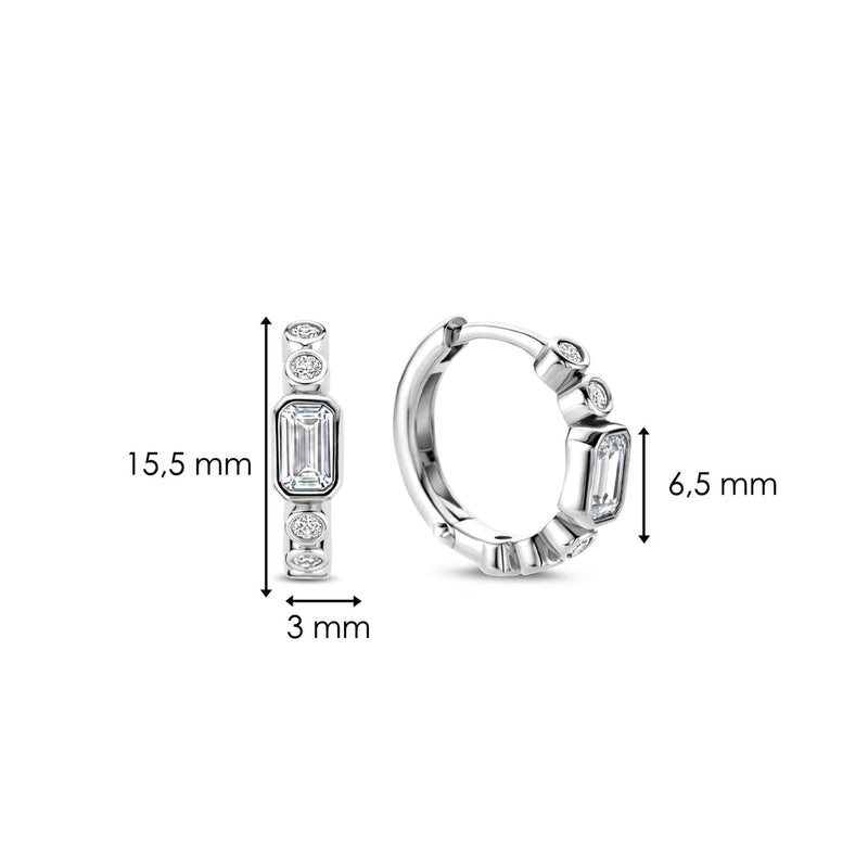 Milano CZ Hoop Earrings - Silver - 7975ZI