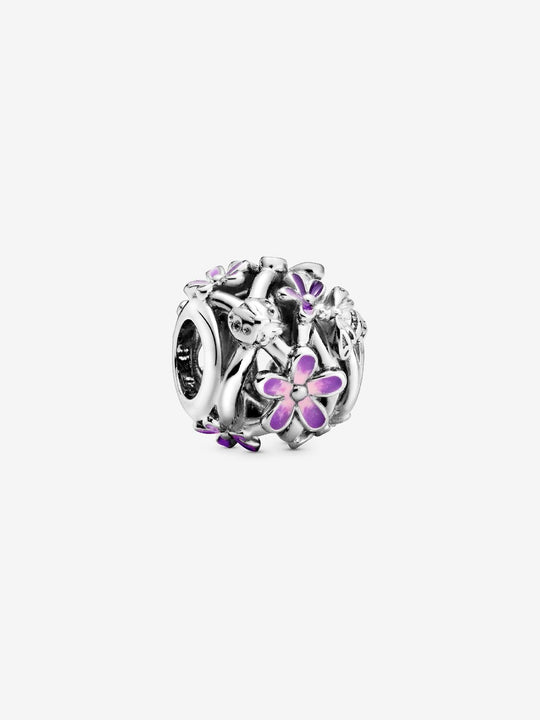 Openwork Purple Daisy Charm - Sterling Silver - 798772C02