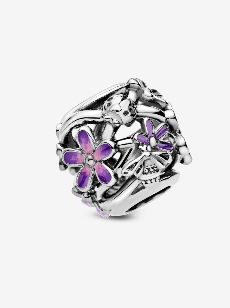 Openwork Purple Daisy Charm - Sterling Silver - 798772C02