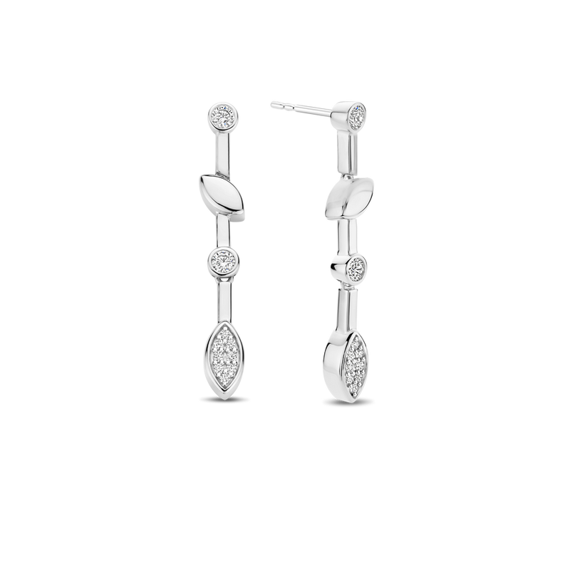 Milano Leaf Drop Earrings - Silver - 7988ZI