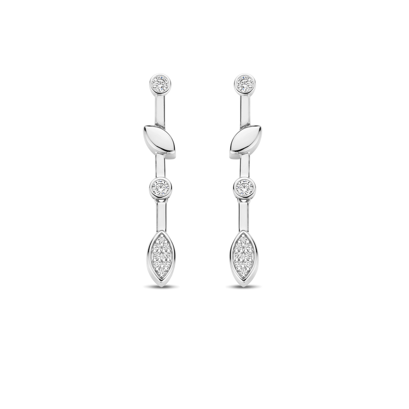 Milano Leaf Drop Earrings - Silver - 7988ZI