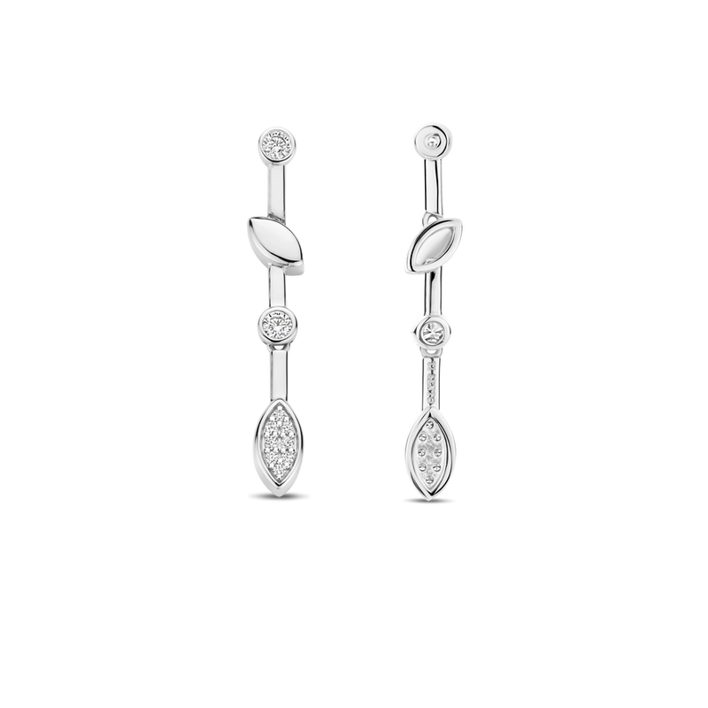 Milano Leaf Drop Earrings - Silver - 7988ZI