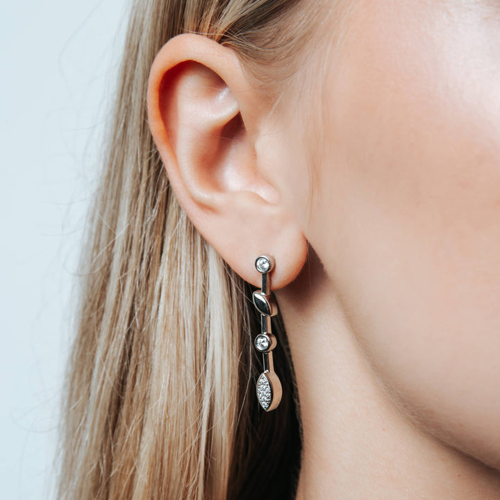 Milano Leaf Drop Earrings - Silver - 7988ZI